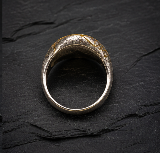 Fracture Signet Ring
Handcrafted Sterling Silver & 24K Gold