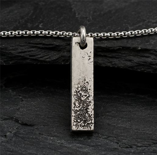 Oxidised Sterling Silver Bar Pendant