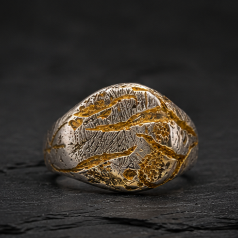 Fracture Signet Ring
Handcrafted Sterling Silver & 24K Gold