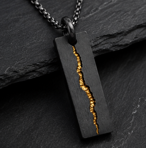 Rift Pendant
Handcrafted Oxidised Sterling Silver & 24K Gold Pendant