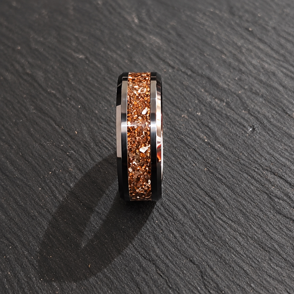 Black Ceramic Ring with T-Rex Dinosaur Bone