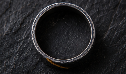 Faultline Ring                 Oxidised Silver & 24K Gold