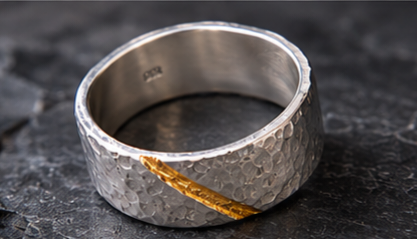 Faultline Ring
Handcrafted Hammered Sterling Silver & 24K Gold Ring