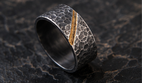 Faultline Ring                 Oxidised Silver & 24K Gold