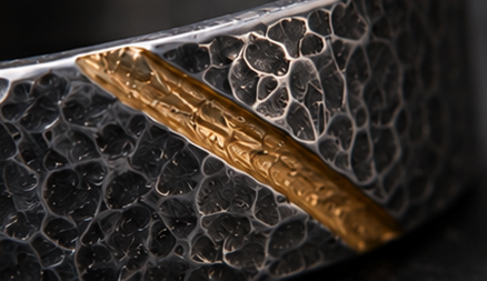 Faultline Ring                 Oxidised Silver & 24K Gold