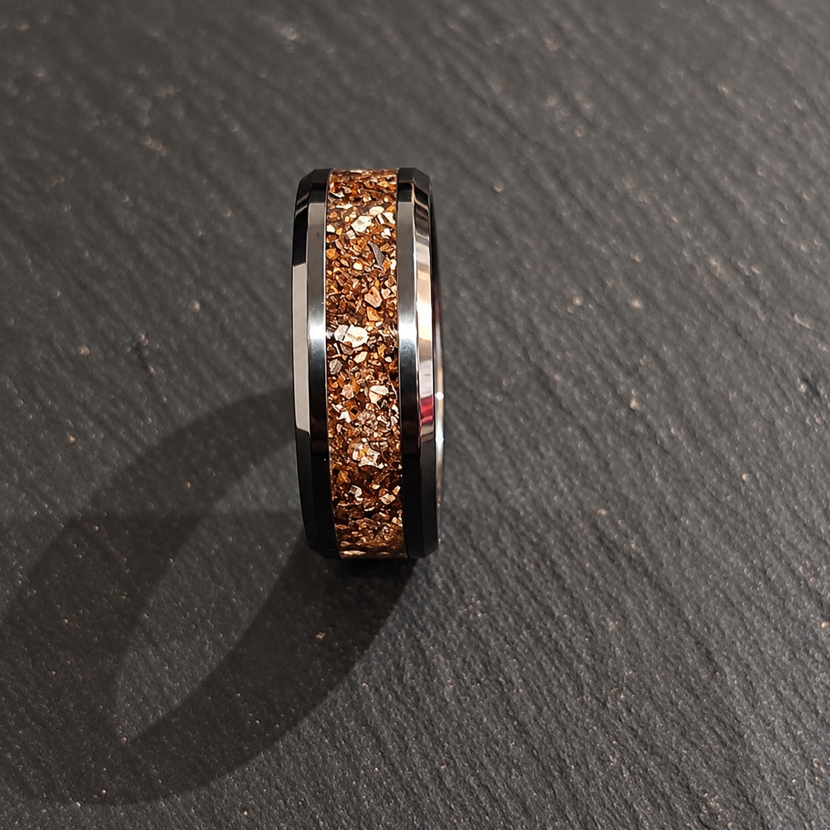 Black Ceramic Ring with T-Rex Dinosaur Bone