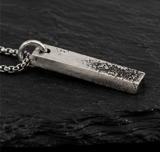 Oxidised Sterling Silver Bar Pendant