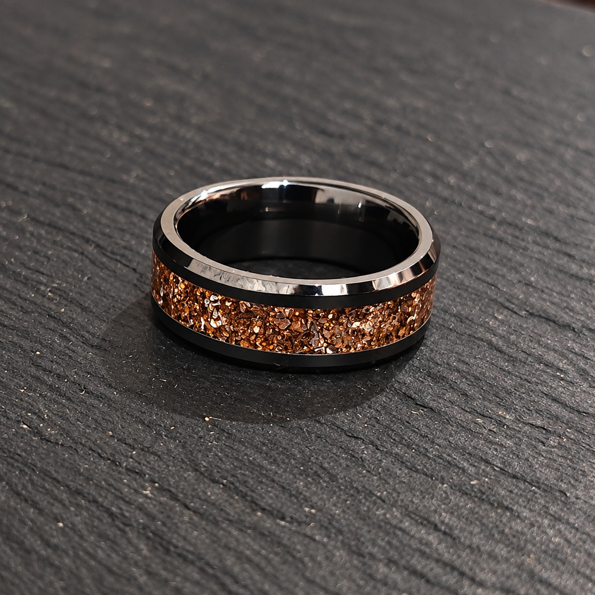 Black Ceramic Ring with T-Rex Dinosaur Bone