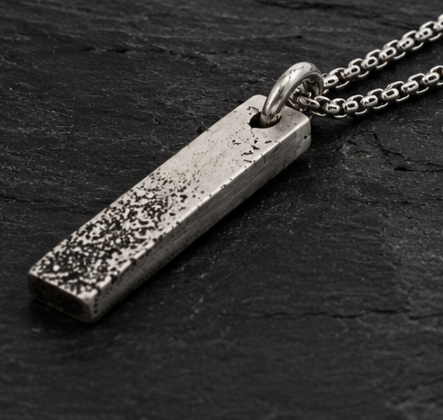 Oxidised Sterling Silver Bar Pendant