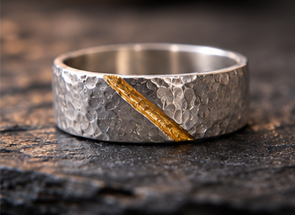 Faultline Ring
Handcrafted Hammered Sterling Silver & 24K Gold Ring