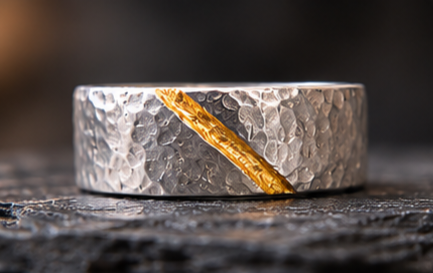 Faultline Ring
Handcrafted Hammered Sterling Silver & 24K Gold Ring