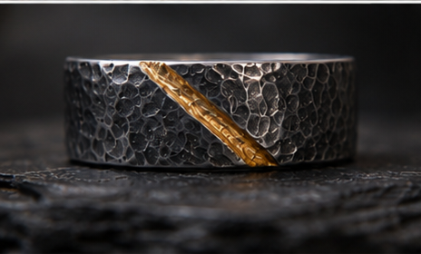 Faultline Ring                 Oxidised Silver & 24K Gold