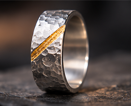 Faultline Ring
Handcrafted Hammered Sterling Silver & 24K Gold Ring